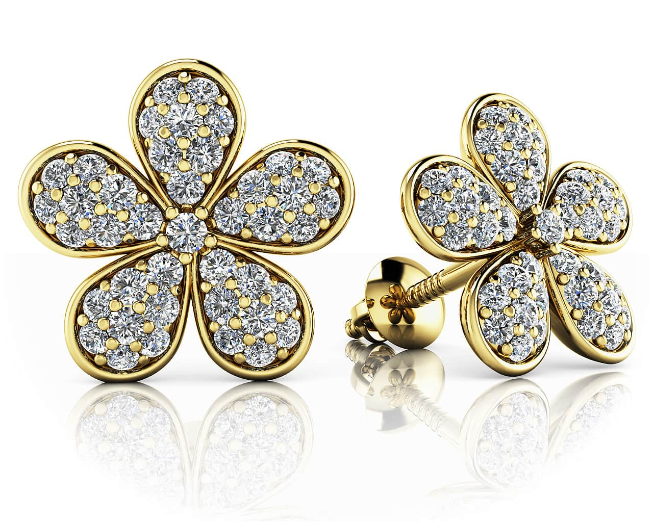 Diamond Flower Stud Earrings 3/8 Carat Total Weight