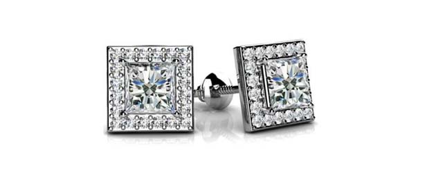 Princess Diamond Designer Stud Earrings 1/2 Carat Total Weight