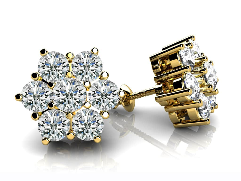 Perfect Petals Diamond Stud Earrings 0.84 Carat Total Weight