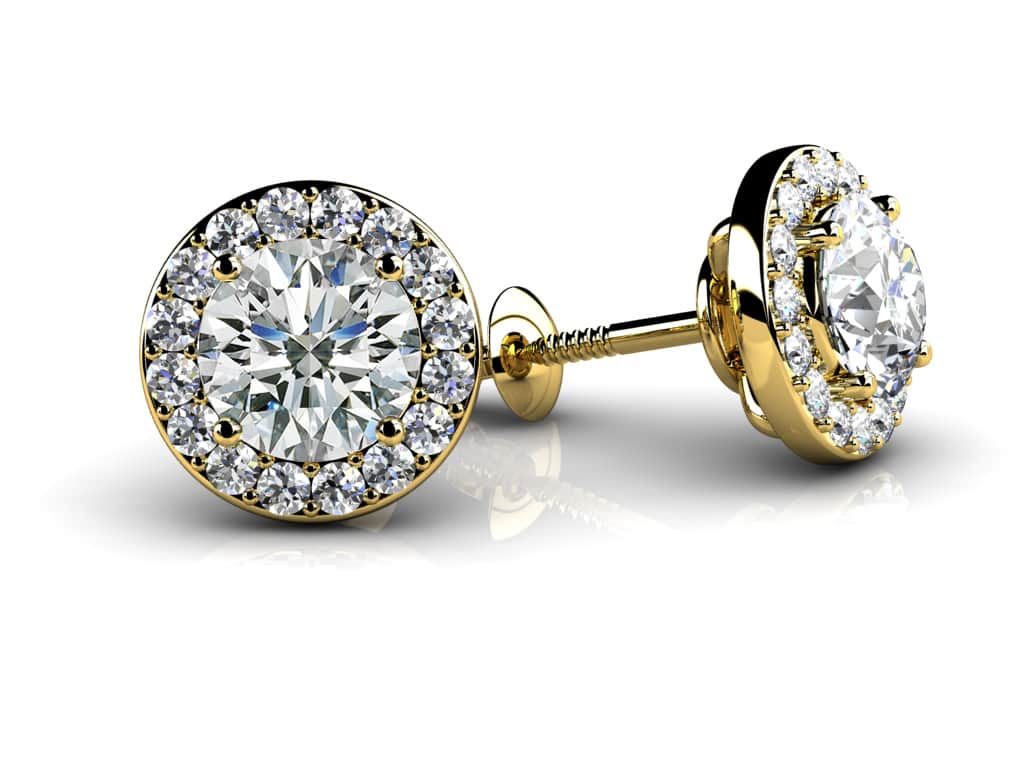 Circle Designer Diamond Stud Earrings 0.66 Carat Total Weight