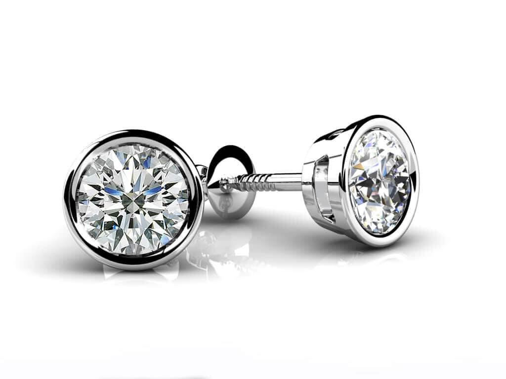 Round Bezel Diamond Stud Earrings 1/4 Carat Total Weight