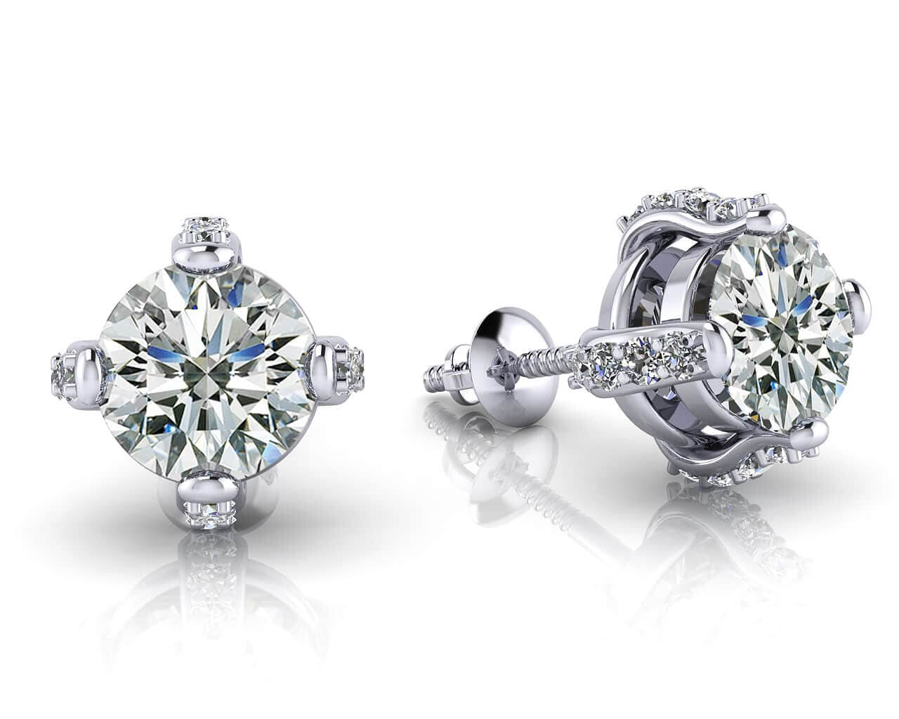 Royal Four Prong Diamond Stud Earrings [ST984] | USA Jewels