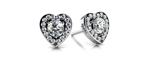 Diamond Heart Designer Stud Earrings 0.29 Carat Total Weight