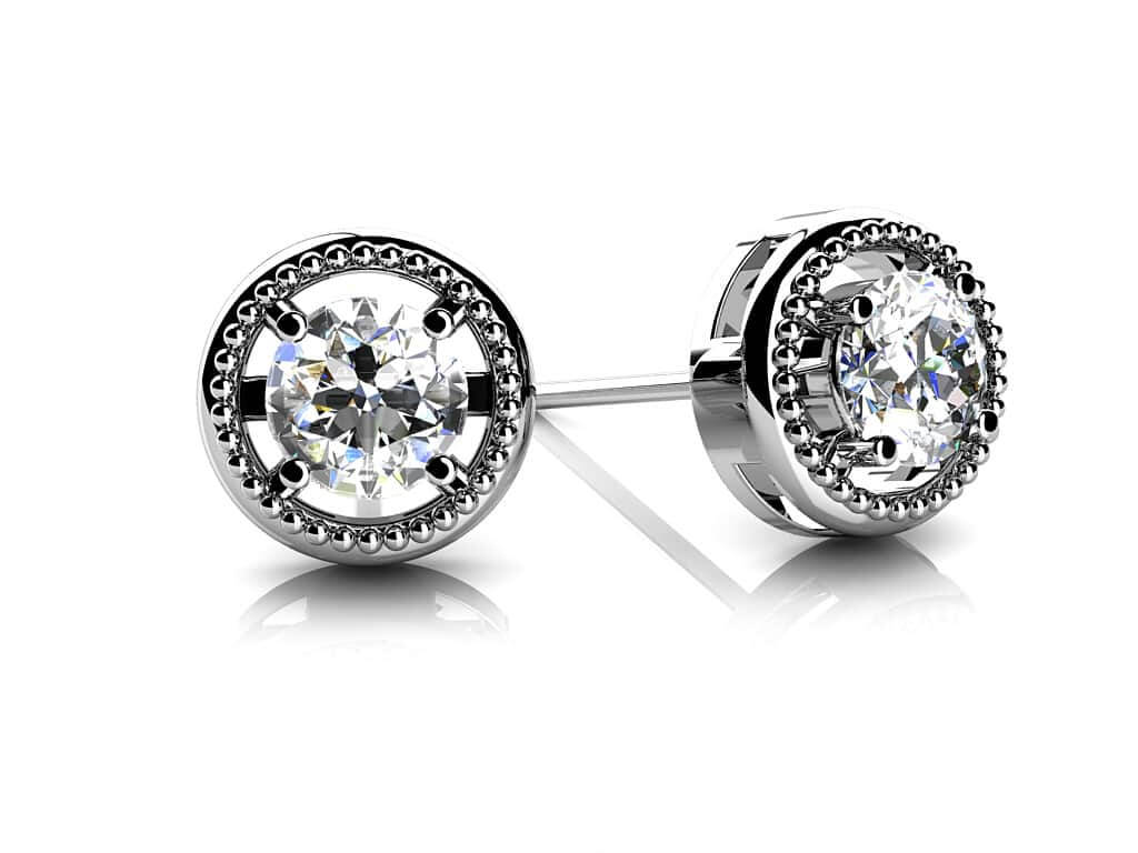 Circle Housed Diamond Stud Earrings 1/5 Carat Total Weight