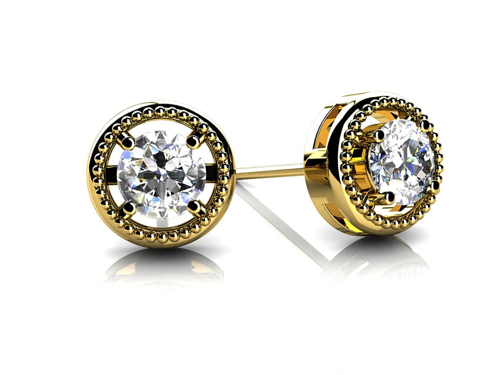 Circle Housed Diamond Stud Earrings 1/5 Carat Total Weight