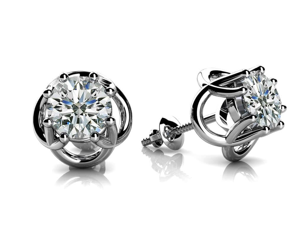 Petal Shaped Diamond Stud Earrings 1/4 Carat Total Weight