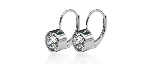 Bezel on Leverback Earrings 1/4 Carat Total Weight