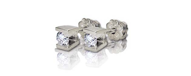 Channel Set Stud Earrings 1/10 Carat Total Weight