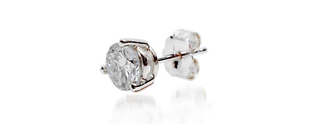 Mens 3 Prong Wired Basket Stud Earring 1/10 Carat Total Weight