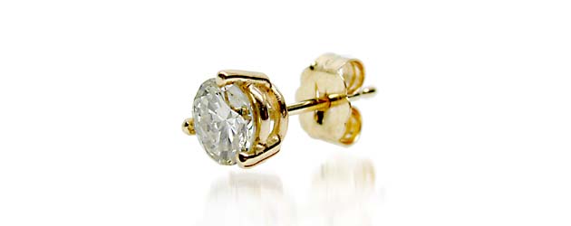 Mens 3 Prong Wired Basket Stud Earring 1/10 Carat Total Weight