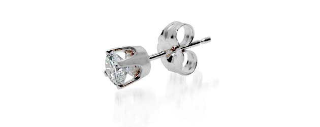 Mens 4 Prong Stud Earring 1/10 Carat Total Weight