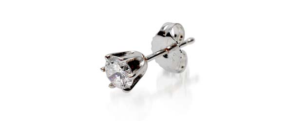 Mens 6 Prong Stud Earring 1/10 Carat Total Weight