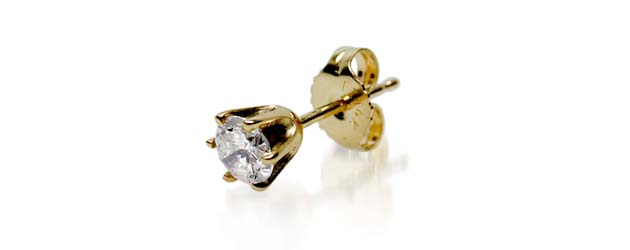 Mens 6 Prong Stud Earring 1/10 Carat Total Weight