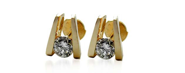Single Bar Channel Set Diamond Earrings 3/8 Carat Total Weight