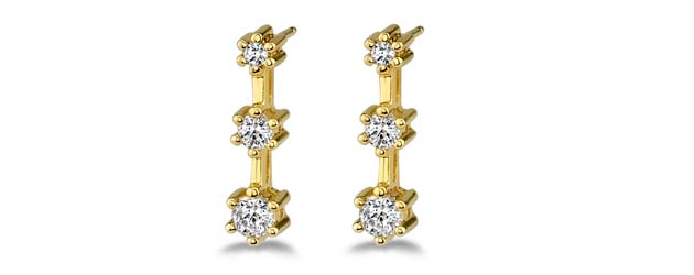 3-Stone 6 Prong Diamond Earrings 1/2 Carat Total Weight