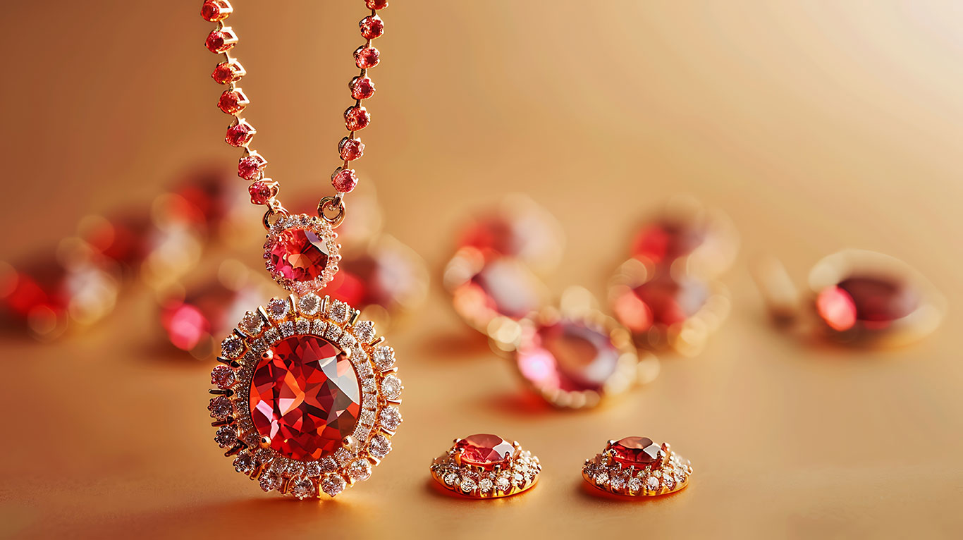 15th Year wedding anniversary ruby jewelry gift ideas - ruby rings, necklaces, and earrings