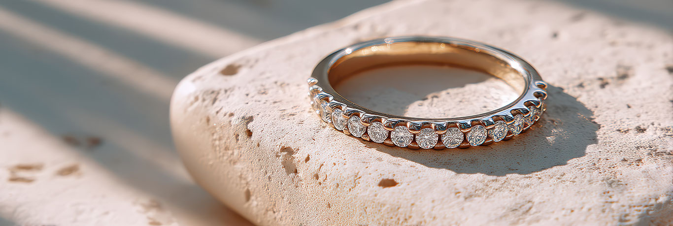 Half diamond eternity band