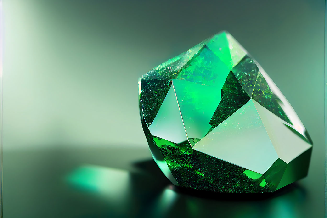 Emerald and tsavorite garnet gemstones side by side showing the bluish-green emerald with visible inclusions next to a vivid clean tsavorite garnet