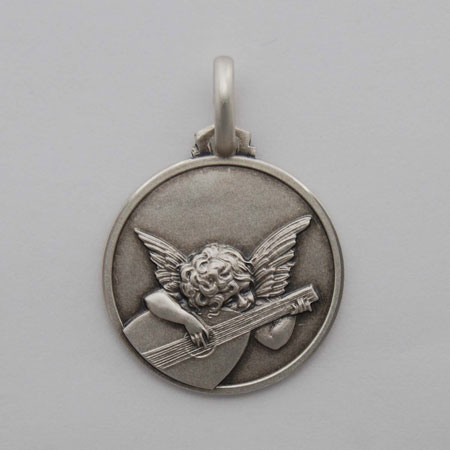 12mm Sterling Silver Angelo Musicante Medal