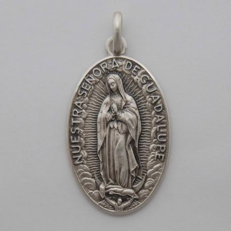 30mm x 18mm Sterling Silver Our Lady of Guadalupe Medal