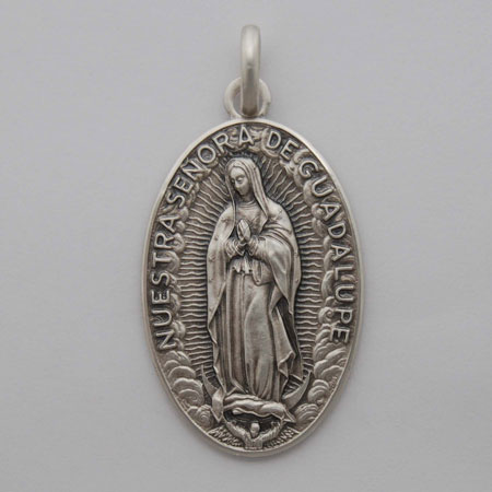 37mm x 22mm Sterling Silver Oval Guadalupe Medal