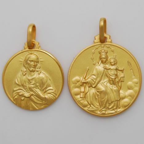 10mm 18K Yellow Gold Carmine / Scapolare, Double Sided Medallion