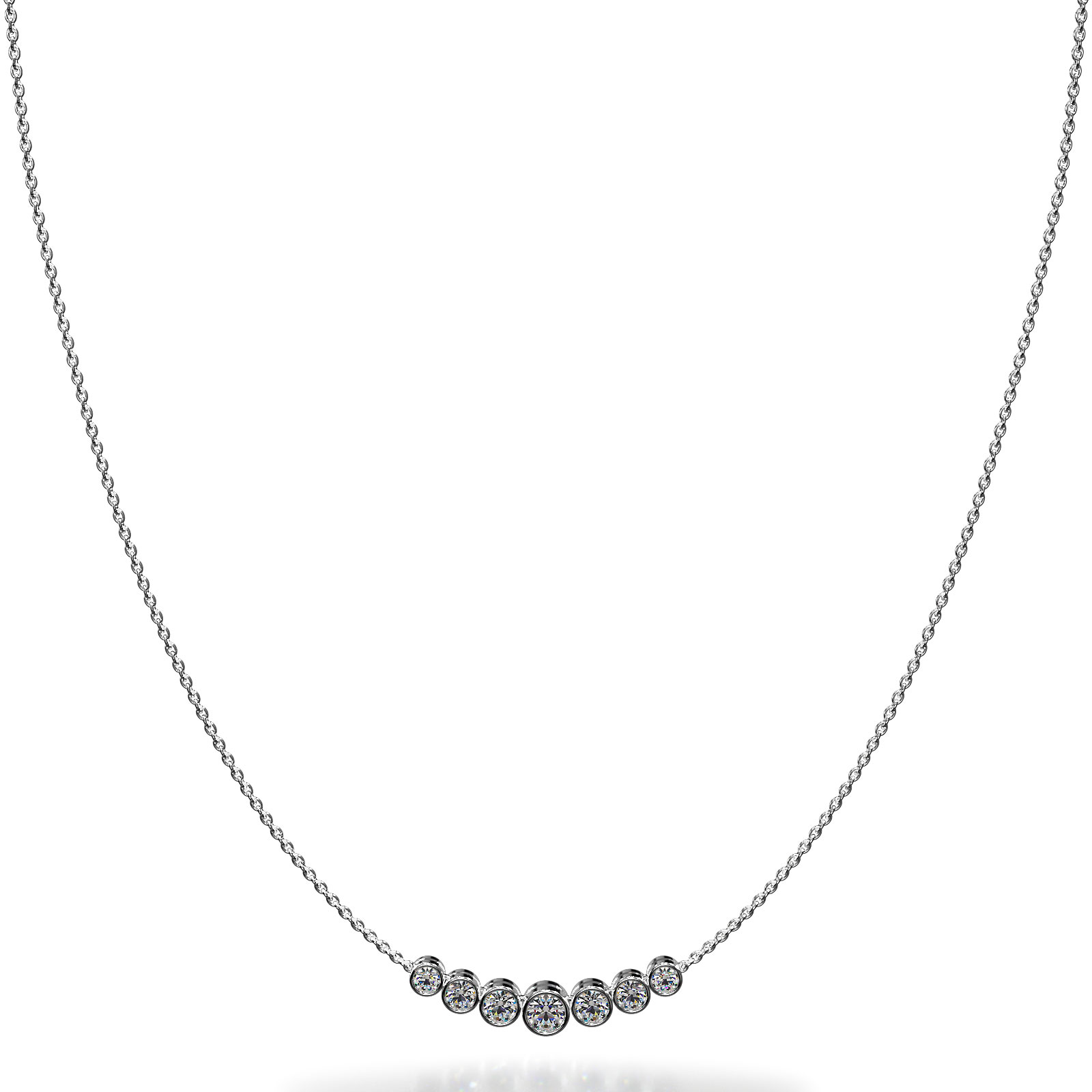 Brilliant Bezel Set Diamond Tennis Necklace with Chain