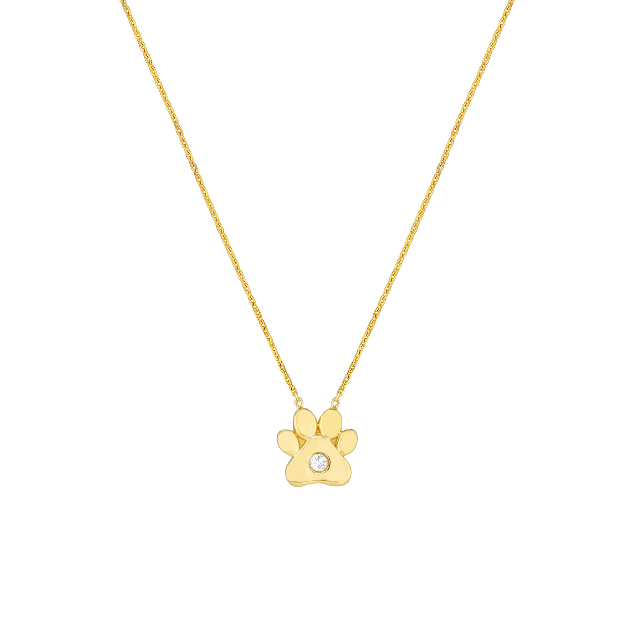 3pt Diamond Paw Pendant Necklace