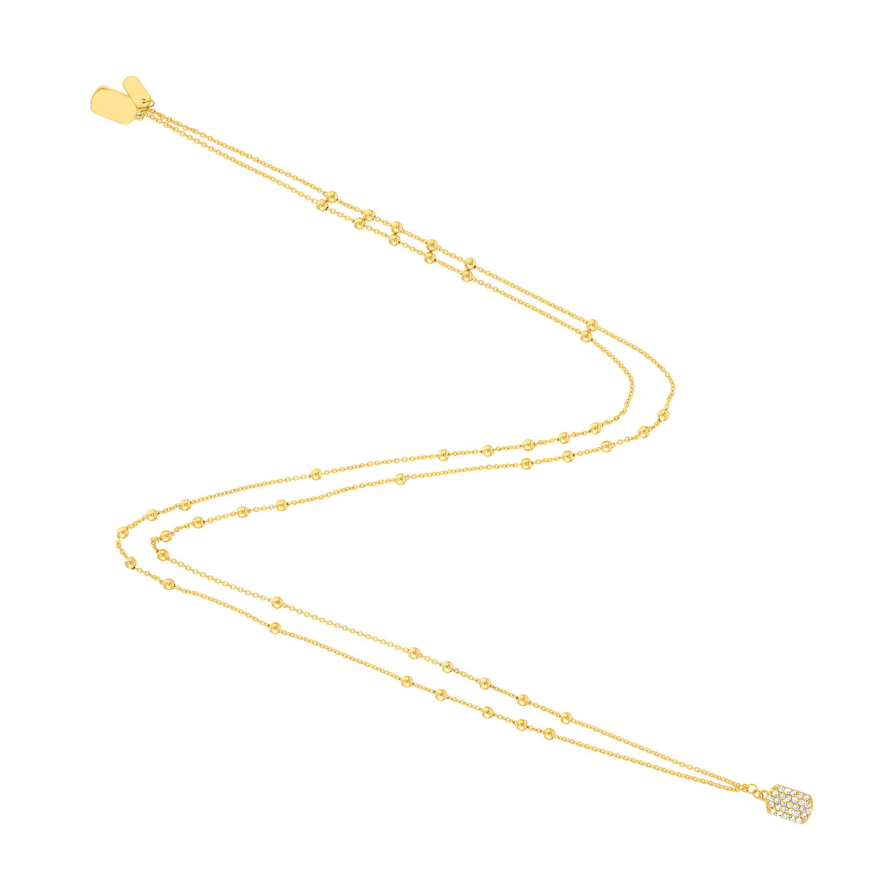 Polished/Diamond Dog Tag Dual-Wear Necklace