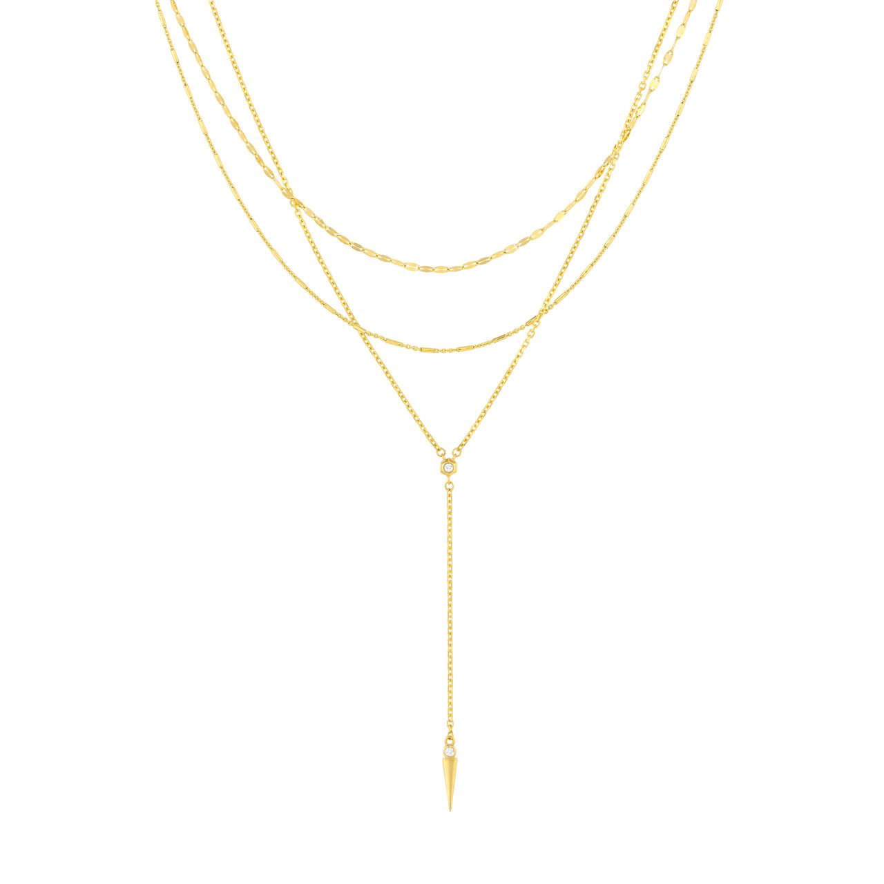 Diamond Multi Layered Lariat Spike Necklace