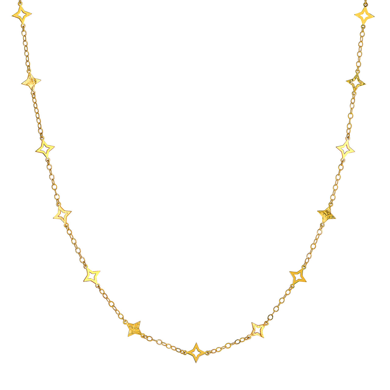 Mixed Star Station Curb Chain Necklace