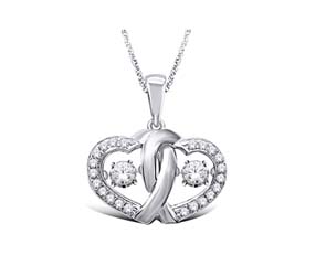 Double Hearts Moving Diamond Pendant