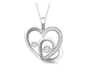 Two Hearts Moving Diamonds Pendant