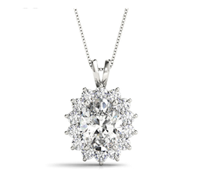 Diamond Halo Oval Cut Pendant