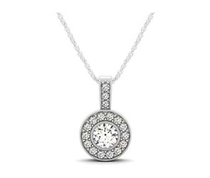 Drop Diamond Bezel Halo Pendant