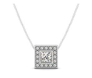 Hover Princess Bezel Diamond Halo Pendant