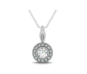 Bezel Set Two Stone Bail Round Diamond Pendant