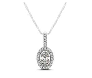 Oval Cut Diamond Halo Pendant