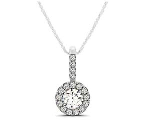 Diamond Round Circle Halo Pendant