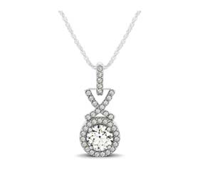 Criss Cross Link Diamond Bail Halo Pendant