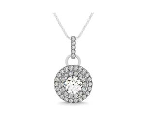 Double Halo Ring Style Bail Diamond Pendant