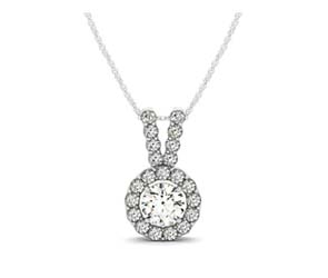 Double Diamond Lined Bail Halo Pendant