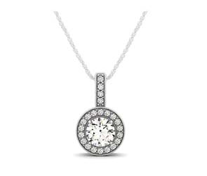 Drop Diamond Bezel Halo Pendant