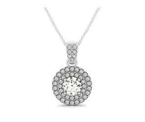 Double Halo Double Diamond Row Bail Pendant