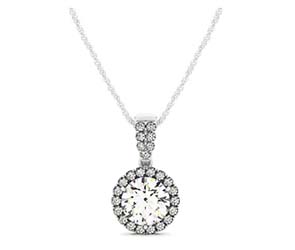 Single Halo Double Diamond Row Bail Pendant