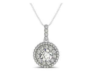 Double Halo Graduated Diamond Row Pendant