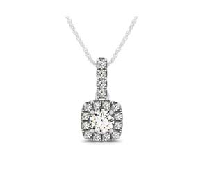 Drop Halo Cushion Frame Diamond Bail Pendant