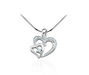 Two Hearts Ladies Diamond Pendant<br> .03 Carat Total Weight