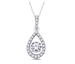 Moving Diamond Tear Drop Shaped Fashion Pendant