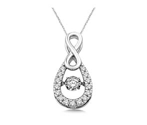 Moving Diamond Tear Drop Pendant